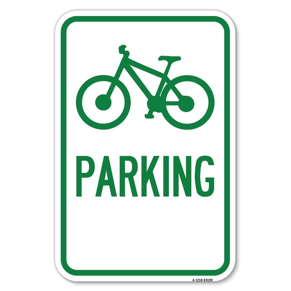 Signmission D4-3 Bicycle Parking Bicycle Symbol Parking Heavy-Gauge Alum. Sign, 12" x 18", A-1218-24199 A-1218-24199 - main